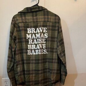 Plaid Shirt with Brave Mamas Raise Brave Babies